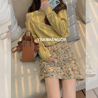 High-waist Floral Print Mini Skirt