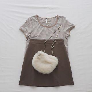 High Waist Split A-line Skirt