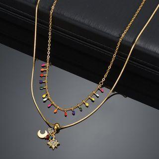 Beaded Necklace / Moon Star Necklace / Anklet / Drop Earring / Set