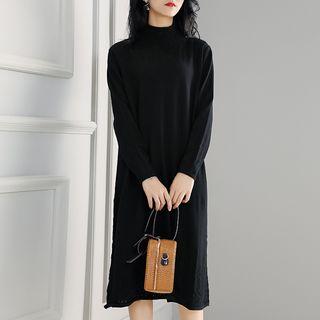 Pointelle Long-sleeve Knit Dress