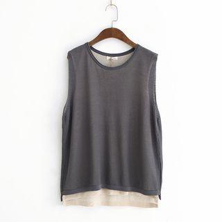 Mock Two-piece Knit Vest