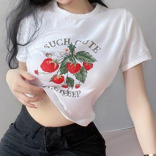 Lettering And Graphic Cropped T-shirt