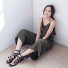 Sleeveless Spaghetti-strap Tie-back Jumpsuit