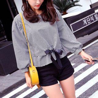 Plaid Blouse Black - One Size