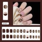 Checker Faux Nail Tips Z197 - Brown & Khaki - One Size