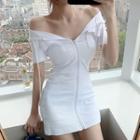 Hooded Short-sleeve Mini Sheath Dress