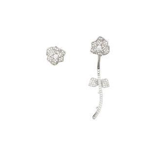 Flower Rhinestone Asymmetrical Dangle Earring