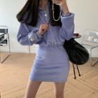 Half-zip Mini Sheath Sweatshirt Dress