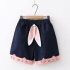 Cat Embroidered Wide-leg Shorts
