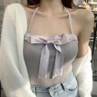 Halter Ribbon Top Ash Purple - One Size