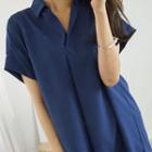 Half-placket Linen Blend Long Shirt