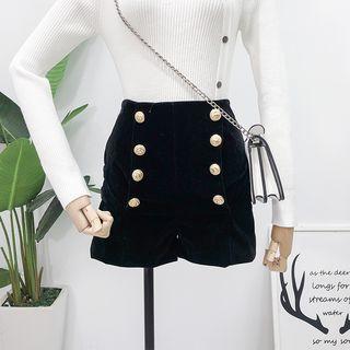 Buttoned Wool Shorts