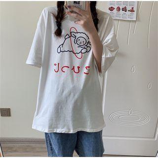 Short-sleeve Sheep Printed T-shirt