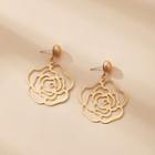 Alloy Rose Dangle Earring 1 Pair - 14284 - Gold - One Size