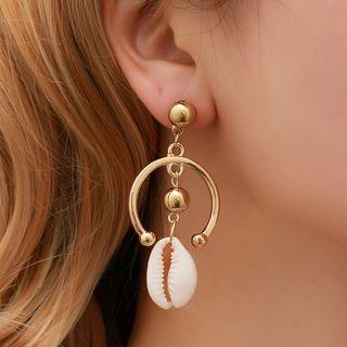 Shell Geometric Alloy Dangle Earring 01 - 4536 - 1 Pair - Gold - One Size