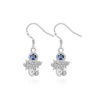 Fashion Bright Flower Earrings With Blue Cubic Zircon Silver - One Size