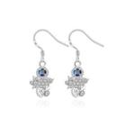 Fashion Bright Flower Earrings With Blue Cubic Zircon Silver - One Size