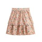 Floral A-line Skirt Floral - Orange - One Size