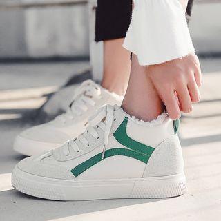 Color Panel Fleece-lined High-top Sneakers