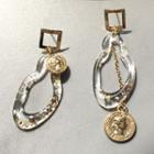 Mismatch Dangle Ear Stud 1 Pair - S925 Silver Needle - Stud Earring - As Shown In Figure - One Size