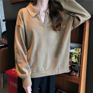 Split-neck Collared Sweater