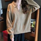 Split-neck Collared Sweater