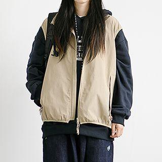 Stand Collar Cargo Zip Vest