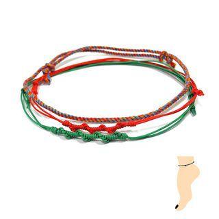 Thread Anklet Set Of 3 (red) One Size