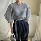 Puff Sleeve Belted Crop Blouse