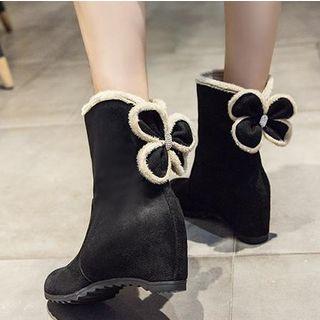 Flower Detail Wedge Short Boots