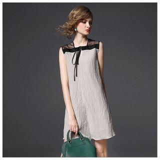 Tie Neck Linen Sleeveless Dress