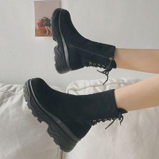 Platform Back Lace Up Short Boots