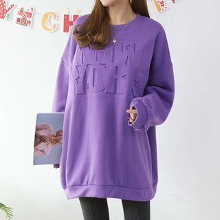 Brushed-fleece Lined Letter-embossed Sweatshirt