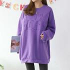 Brushed-fleece Lined Letter-embossed Sweatshirt