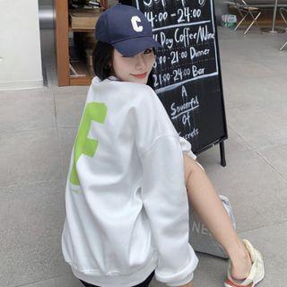 Round-neck Printed Letter Oversize Pullover