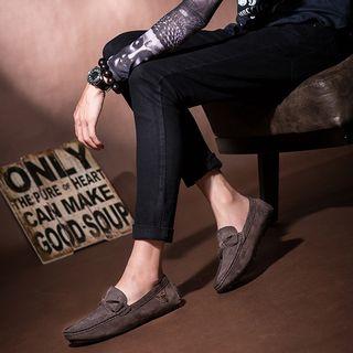 Genuine-leather Embossed Loafers
