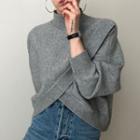 Irregular Turtleneck Sweater Gray - One Size