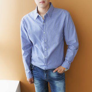 Plus Size Pinstriped Cotton Shirt