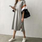 Wide-sleeve Color-block T-shirt Dress