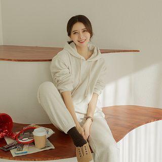 Set: Kangaroo-pocket Fleece-lined Hoodie + Jogger Pants