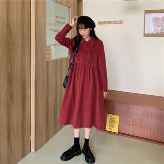 Long-sleeve Corduroy Dress As Shown In Figure - One Size