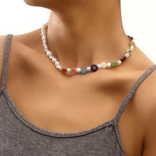 Bead Faux Pearl Choker 1 Pc - White - One Size