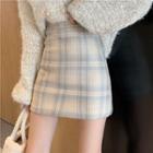 Woolen Checker Mini Skirt