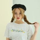 Letter Embroidered Striped T-shirt