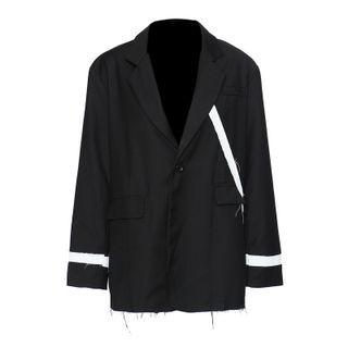 Long-sleeve Asymmetric Fringed Hem Coat