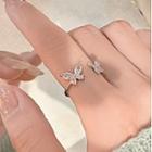 Rhinestone Butterfly Open Ring Butterfly Ring - Silver - One Size