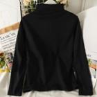 Brushed Fleece-lined Mock-neck Slim Top In 6 Colors