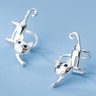 Cat Sterling Silver Earring 1 Pair - S925 Silver - Silver - One Size