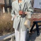 Elbow-sleeve Blouse / Sashed Blazer / Wide-leg Pants