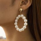 Faux Pearl Hoop Dangle Earring 1 Pair - 2197 - Gold - One Size